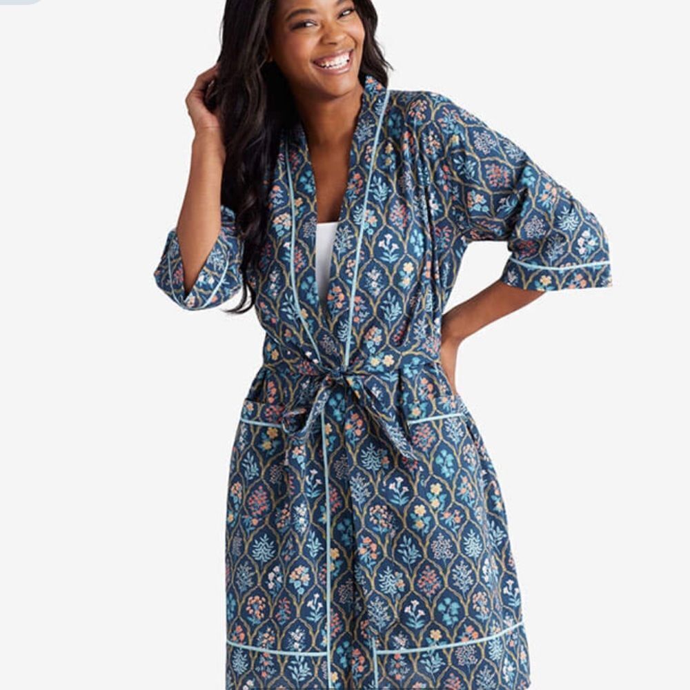 The Company Store/Rifle Paper Printed Voile Kimono Robe, Hawthorne. Sz M/L. New!